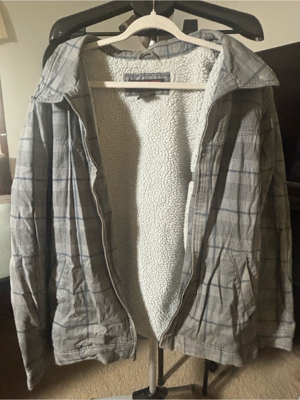 Tony Hawk Gray Plaid Sherpa-Lined Jacket